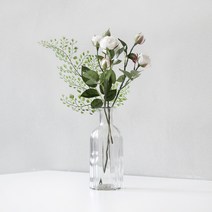 블루밍앤미 조화 bloom 웨이브 투명유리 화병 세트, 화이트