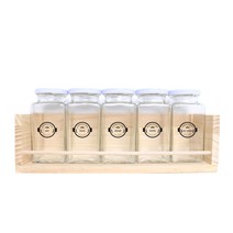 핸드팩토리 양념통 사각 라지 5p + 1단 양념통 우드선반 + 라벨, 1세트, 양념통 화이트캡 5p + 우드선반 + 크라운 라벨