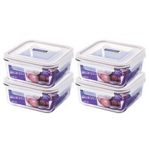 글라스락 퍼플 에디션 정사각 밀폐용기, 1200ml, 4개