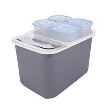 오션웰리빙 16kg 쌀통 + 잡곡통4P, 그레이
