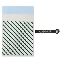 황씨네도시락 접착 스트라이프 봉투 그린 50p + 스티커 발바닥 핸드 메이드 블랙 50p, 1세트