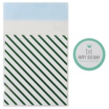 황씨네도시락 접착 스트라이프 봉투 그린 50p + 첫돌 스티커 파스텔 민트 50p, 1세트