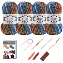 마마니트 맥시 털실 4p 목도리 DIY 세트, 52141 블루혼합, 1세트