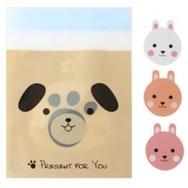 황씨네도시락 접착 애니멀 봉투 강아지 50p + 토끼 스티커 50p, 1세트