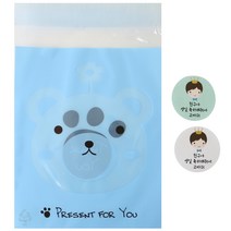 황씨네도시락 접착 애니멀 봉투 곰 30p + 왕관 보이 스티커 30p, 1세트