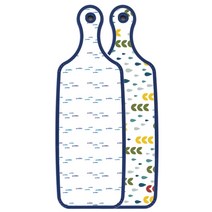 로엠디자인 블루 에디션 양면 서빙 도마 보드 빗물과새싹패턴, 파스텔물고기떼, 1개