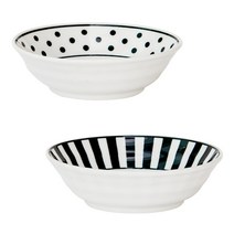 디어리빙 블랙앤화이트 쿠프 식기 세트 13.5cm, 도트, 라인, 2개입