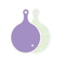 로엠디자인 양면 원형 서빙 도마 보라, 청백색사선, 1개