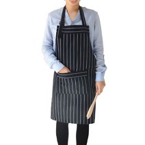 영그린 블랙 스트라이프 롱 앞치마, 1개