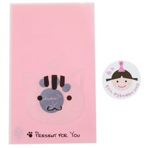 황씨네도시락 비접착 애니멀 봉투 고양이 50p + 고깔 걸 스티커 50p, 1세트