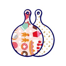 로엠디자인 블루에디션 양면 원형 서빙도마 보드 꼬마도넛, 쿠키, 1개