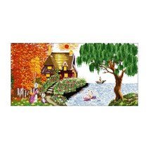 ZKF 십자수 DIY세트 꿈의 집, 혼합 색상, 1세트