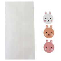 황씨네도시락 반투명M봉투 100p + 토끼 스티커 100p, 1세트
