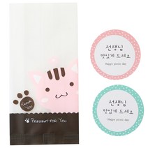 황씨네도시락 M봉투 고양이 50p + 스티커 선생님 원형 맛있게 드세요 50p, 1세트