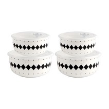 로얄베니스 모던라인 도자기 4종 밀폐찬통 세트 다이아, 1세트, 중 2p + 대 2p