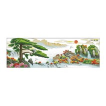 ZKF 십자수 DIY 세트, 1세트, 행운 기원 늘프른 소나무 B