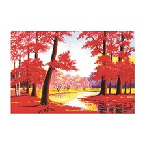 ZKF 십자수 DIY 세트, 1세트, 붉은 가을 오솔길 B