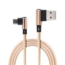 엠유제이유 기역자형 3A USB C타입 고속 충전 케이블, 베이지, 1개