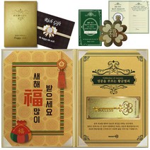 럭키심볼 황금지폐 + 새해복 많이 받으세요 속지 + 리치골든빌 고급케이스 A4 + 복네잎 스티커, 황금열쇠, 1세트