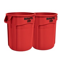 러버메이드 벤티드 브루트 컨테이너 휴지통 75L 2620, 빨간색, 2개입