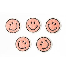 패션포인트 미니 자수 와펜 보슬이 스마일 53 x 53 mm, 핑크, 5개입