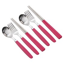 라온누리 픽미 컬러 아동 수저세트 숟가락 2p + 젓가락 2p + 포크 2p, 베이직 핫핑크(HP), 1세트