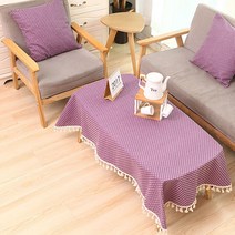 앤티스 태슬 코튼린넨 식탁보, 도트퍼플, 100x140cm