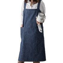 하우밍 이지 데님 딥블루 롱 앞치마, 1개