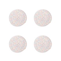 저스틴 도톰짜임 원형 테이블매트 4p, 블랙옐로우라인, 11cm