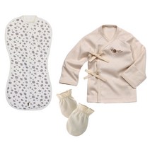 네츄라오가닉 오가닉코튼 지퍼스와들&무지 배냇저고리 손싸개 출산 선물세트