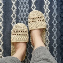 슬로우모먼츠 코바늘 DIY패키지 하비스트 실내용 슬리퍼, 1세트, 단색 베이지