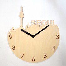 다니우드 서울 이니셜 넘버 블랙바늘 벽시계, 자작나무