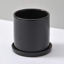 가꾸지오 무광택원형화분 + 받침 15YM, 블랙
