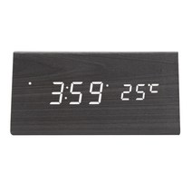 코비 삼각 LED 우드 시계 R1301, 블랙