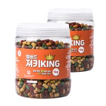 벨버드 져키킹 강아지 간식 S 1kg, 황태 + 연어 + 참치 + 오리 + 치즈 혼합맛, 2개