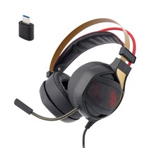 컴스 7.1채널 진동 게이밍 헤드셋 USB타입 + C타입 젠더, SO116, 블랙 + 레드