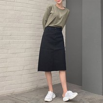 오키진 데님 A라인 스커트