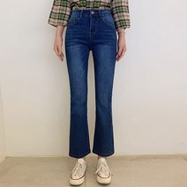 오키진 여성용 퍼블 뒷절개 부츠컷 청바지