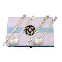 꽃거북 방짜유기 수저 2인세트 A + 쇼핑백, 1세트, 숟가락 2벌 + 젓가락 2벌 + 복주머니 2p + 케이스 랜덤 발송 + 쇼핑백