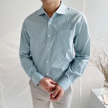 머시따 남성용 기본 잔 스트라이프 셔츠