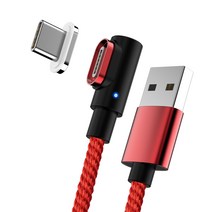 큐디스 Q7 마그네틱 자석 양면 C타입 고속 충전 케이블 2m, 레드, 1개