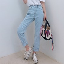 오키진 여성용 누치 와이드핏 일자 청바지