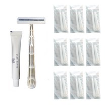 일회용 부드러운 호텔용 면도기 10p + 쉐이빙크림 7g x 10p 세트, 1세트