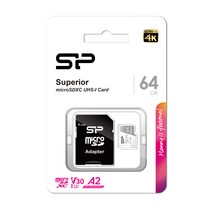 실리콘파워 micro SDXC Class10 Superior UHS-I 4K U3 A2 V30, 64GB