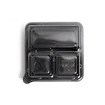 3칸 정사각 블랙 반찬 일회용 포장용기, 50개입, 1개