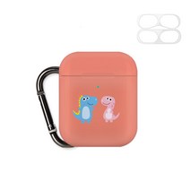 머큐리 공룡 키링 디자인 에어팟 케이스 + 철가루 방지 스티커, 커플다이노핑크
