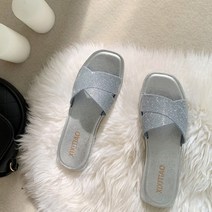 플로키 반짝이 큐빅 크로스 슬리퍼