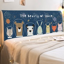 마켓A 스트레치 캐릭터 침대헤드 커버, 우주와동물
