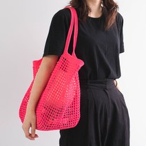 야나 올리오 비치 그물백 뜨개질 DIY패키지, 1세트, 743 네온핑크