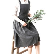 알럽홈 심플 코튼 드레스 앞치마, 차콜, 1개